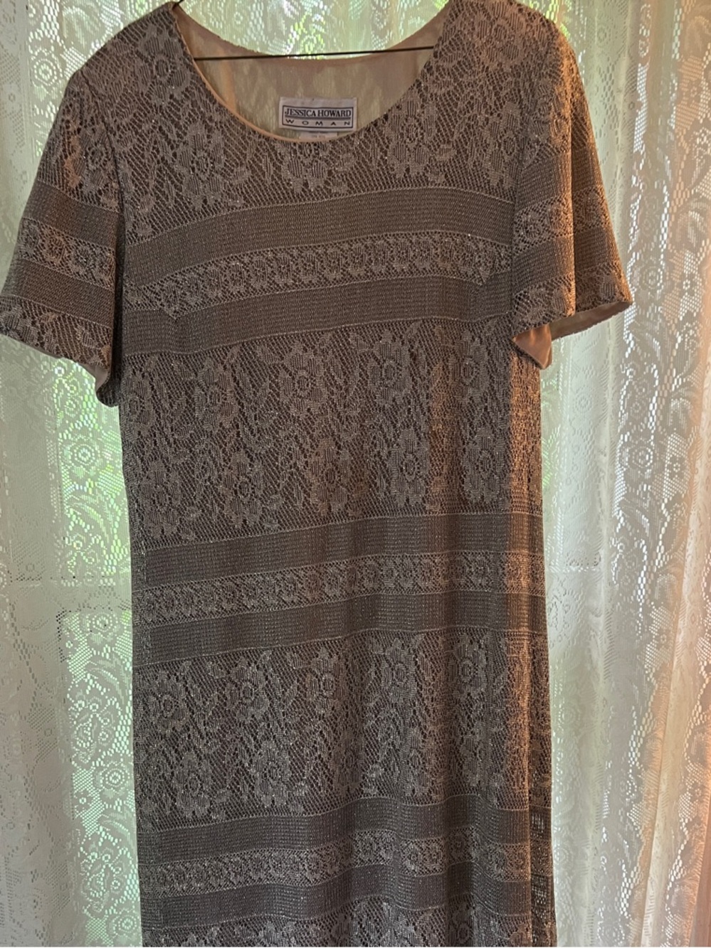 Jessica Howard Taupe Lace Maxi Dress